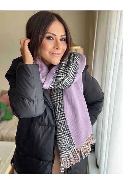 hargenç Plaid Patterned Wool Textured Double Sided Scarf Shawl Scottish