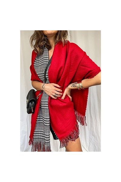 hargenç Plaid Patterned Wool Textured Double Sided Scarf Shawl Scottish
