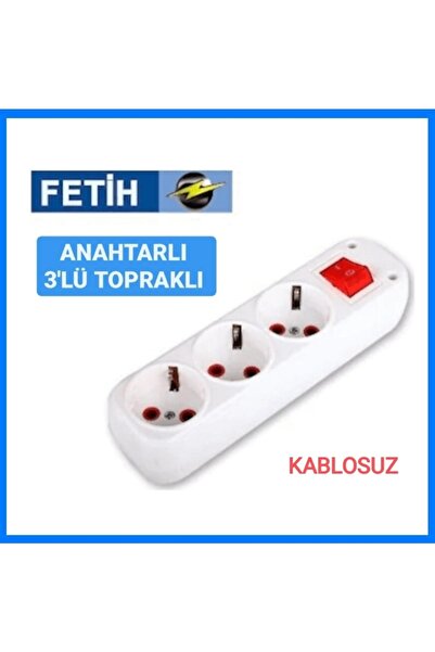 Genel Markalar Fetih Anahtarlı Kablosuz Klemensli Topraklı 3'lü Grup Priz