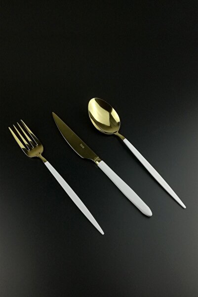 Hira Istanbul 36 Parça Beyaz Sedef Gold Çatal Kaşık Bıçak Takımı