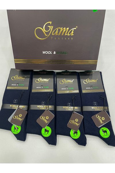 Gama Çorap 4 части естествена агнешка вълна + дебели зимни мъжки чорапи без смес от найлон и бамбук