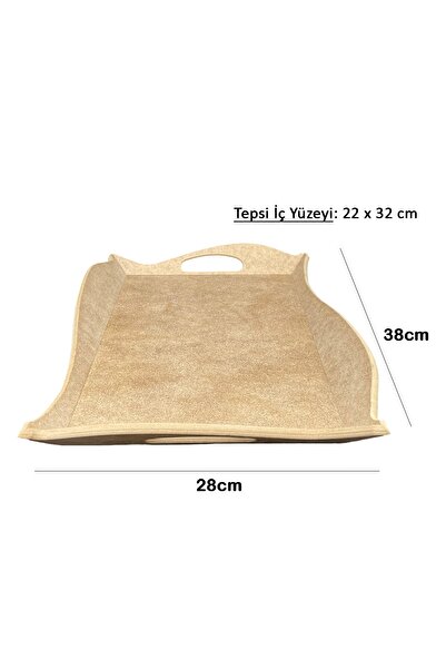 Dumbo Butik Ahşap Boyanabilir Ham Mdf Asimetrik Tepsi, 28x38cm