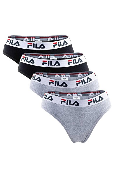 FILA Damen Brazilian Slip - 4er Pack, Logo-Bund, Cotton Stretch, einfarbig