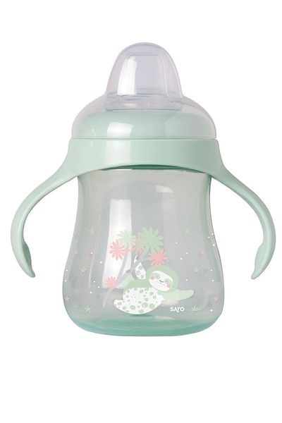 saro Slow Flow Drip-Free Drinking Cup with Handle Green
