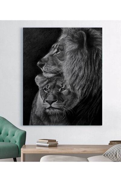 PrintiesPlus Aslan Leopar Dekoratif Kanvas Tablo