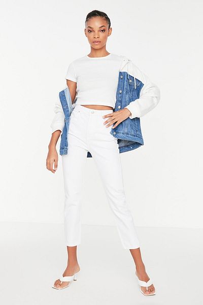 MAKRAS EXCLUSIVE Τζιν Julia White Lycra High Waist Mom Jeans