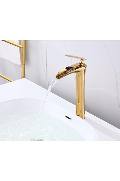 İSAOĞLU YAPI Şelale Lavabo Bataryası Gold Çanak Lavabo Bataryası Şelale Akışl...