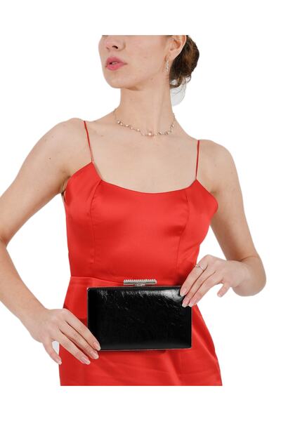 Biçanta Μαύρο Χρώμα Ζαρωμένο λουστρίνι Βραδινό Τσάντα Νυφικό Αρραβώνα Βραδινή...