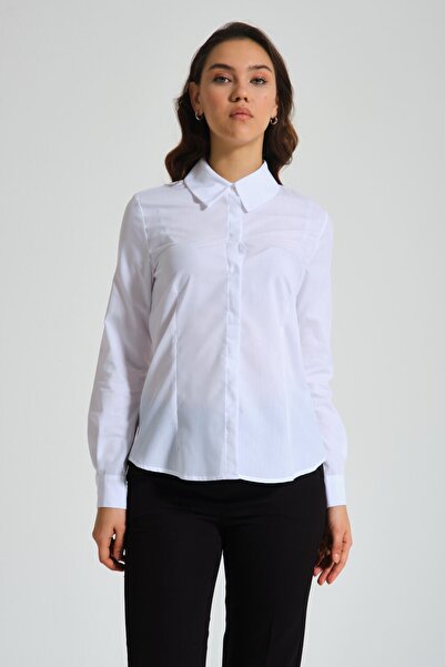 Mizalle Basic Poplin Beyaz Gömlek