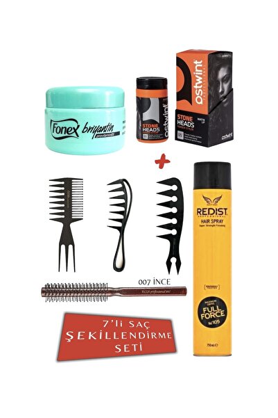 OSTWİN 2135 3’lü Şekillendirici Wax Tarağı+pudra Wax+ultra Güçlü Saç Spreyi+b...