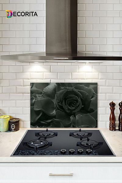 Decorita Protector de spate pentru aragaz din sticla |   Model Karagül |   40 cm X 60 cm