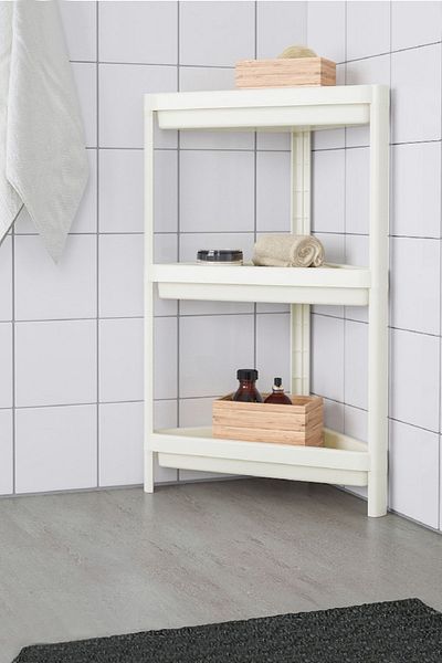 Pazarika Vesken Triangle Rack Unit 3 επιπέδων Γωνιακό ράφι μπάνιου Organizer Λευκό