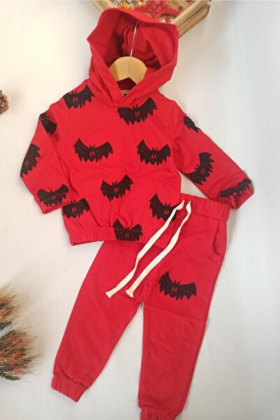 dubi baby Red Bat Pattern Baby Set Kids Tracksuit Set 3-4-5-6 Years