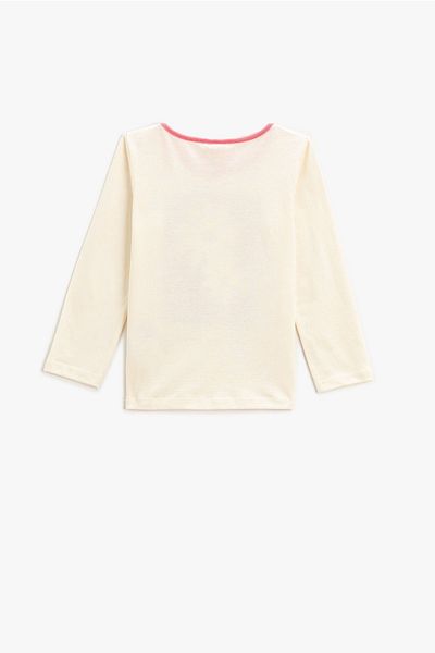 Koton Baby Girl Crew Neck Cotton Daisy Printed Long Sleeve T-Shirt 3smg10038ak