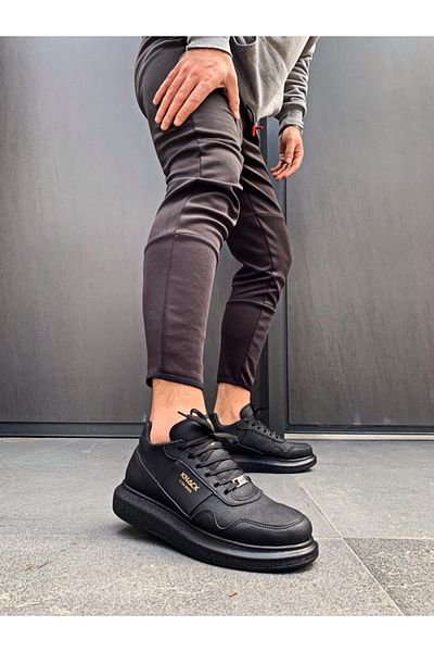 KN Fashion Mp040 St Lace Up Skin Orthopedic High/Thick Sole Men's Sneaker Black