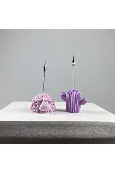 oasis decoration Pink Lamb and Lilac Cactus Note Holder Set of 2