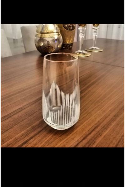 P H Panayır Home Lav Lux Cut 6-Piece Water Soft Drink Glass, Tall Water Glass for 6 Persons
