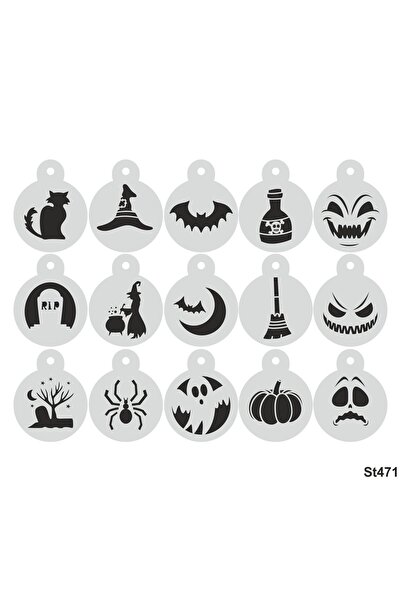 STENCİLTASARIM Cakes Stencil St471 Halloween 15 Li Set Pasta,kurabiye, Kek Süsleme Şablonları