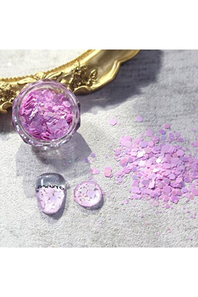 Beauty Box Şeker Pembe Altıgen Macaron Pul Seti Nail Art Resin Art Kalıcı Oje...