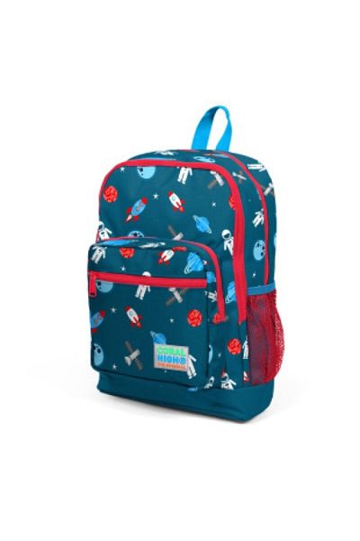 Coral High Set cu model spațial Geantă pentru școală primară - Nutriție cu termos - Set de 3 pungi pentru creion