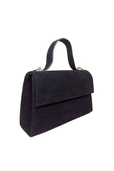 dizaynbag Women's Black Suede Mini Evening Dress Bag