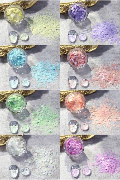 Beauty Box 8'li Altıgen Macaron Pul Seti Makeup Nail Art Resin Art Kalıcı Oje...