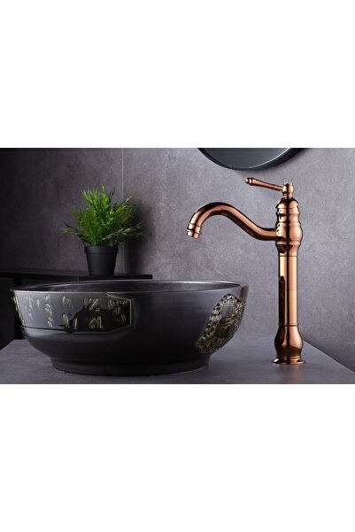 İSAOĞLU YAPI Bakır Çanak Lavabo Bataryası Bronz Lavabo Musluğu Polina Çanak B...