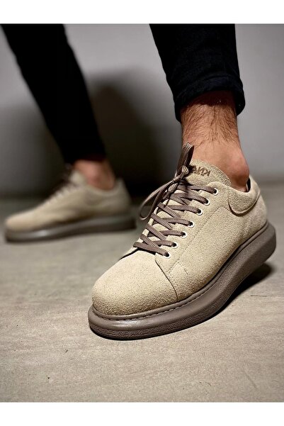 KN Fashion Mp044 Vt Lace-Up Suede Orthopedic High/Thick Sole Men's Sneaker Tan