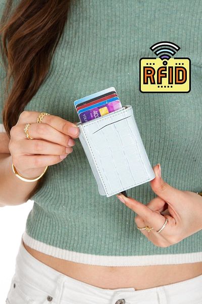 Linatigers Suport card portofel cu mecanism din aluminiu premium cu model crocodil crocodil Lt-5321