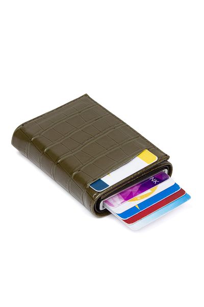Linatigers Crocodile Crocodile Patterned Premium Aluminum Mechanism Wallet Card Holder Lt-5321
