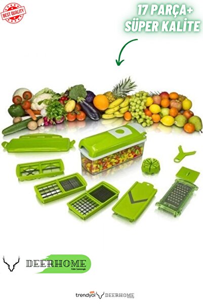 Genel Markalar Nicer Dicer Yeşil Doğrama Seti 17 Parça Rende