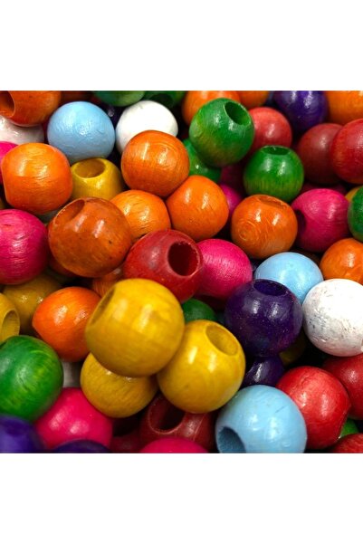 Yumuşakkeçe Drvene šarene okrugle perle 14 mm 60 komada