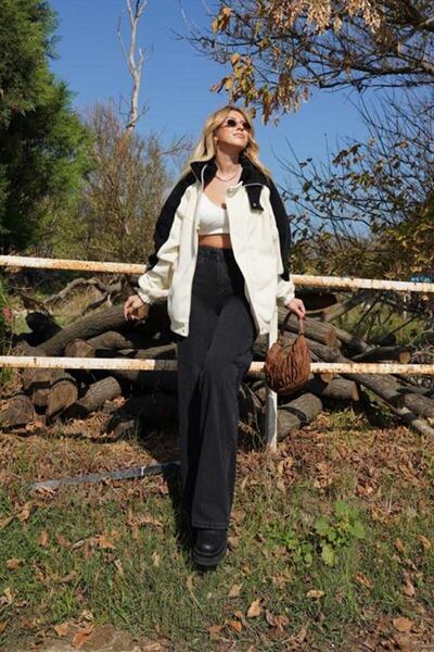 Livik Holly Black Wide Leg Blugi cu talie super înaltă cu fermoar eficient Pa...