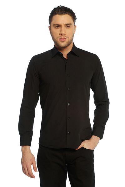 Dicotto Μαύρο Slim Fit Μονόχρωμο Μακρυμάνικο Ανδρικό Πουκάμισο - 151-20