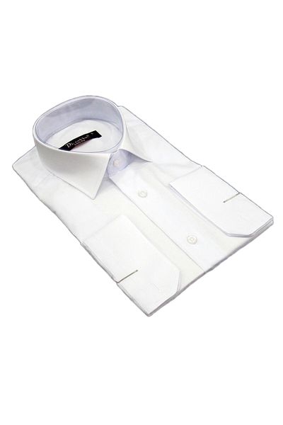 Dicotto Cămașă albă pentru bărbați, cu mâneci lungi, de culoare solidă, slim fit - 151-1
