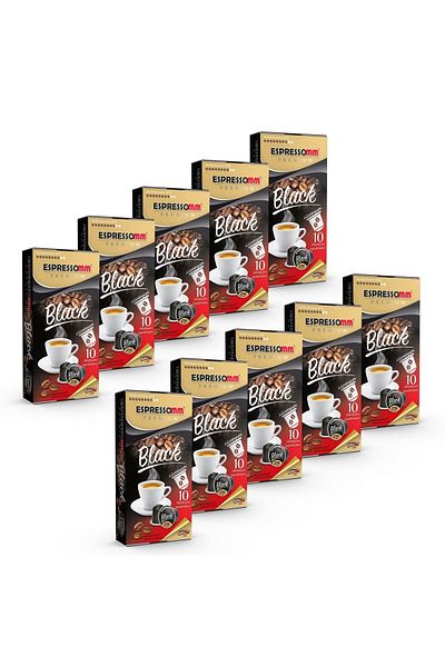 ESPRESSOMM Premium Black Aluminum Coffee Capsule - Nespresso ® Compatible (100 Pieces)
