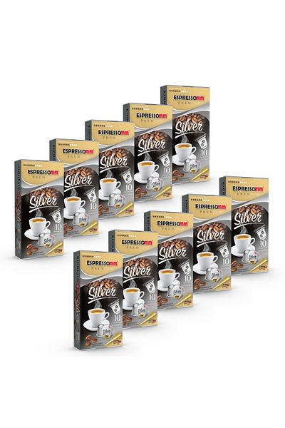 ESPRESSOMM ® Premium Silver Aluminum Coffee Capsules (100 Pieces) - Nespresso® Compatible*
