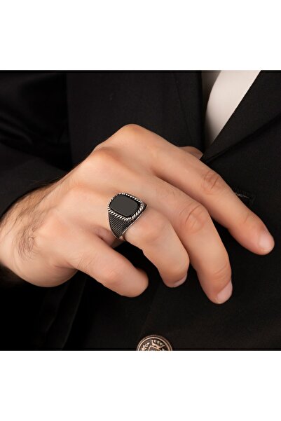 Argento Silver Oniks Taşlı 925 Ayar Gümüş Yüzük