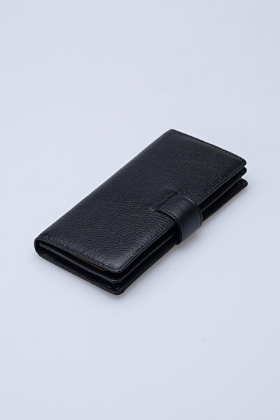 DERİNSS Drc7533 Genuine Leather Black Wallet & Phone Holder with Plate