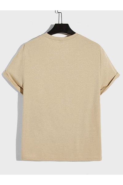 Black Sokak Tricou unisex, bej, cu imprimeu de copac, cu decolteu rotund