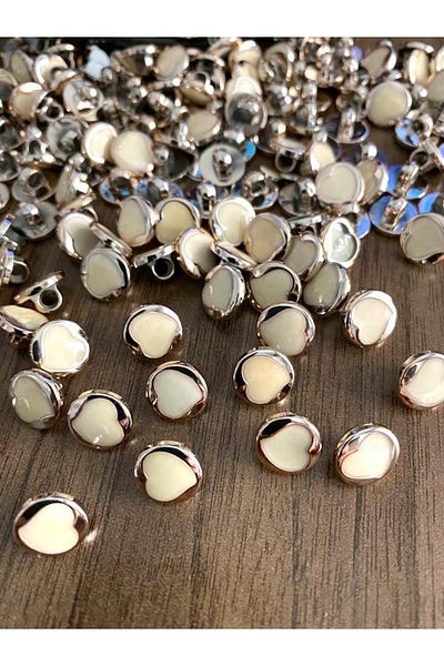 canan dizayn Gold Metalized Heart Button with 11.5 Mm Foot (20 PCS)