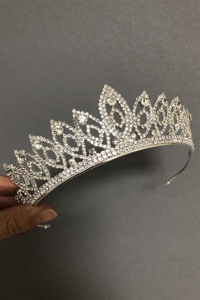 Hobigram Ασημί Χρώμα Zeyn Bridal Henna Crown – Κορώνα, Κρυστάλλινη Πέτρα, Κομψό Μοντέλο, Νυφικό Κορώνα, Αξεσουάρ Μαλλιών – Κορώνα