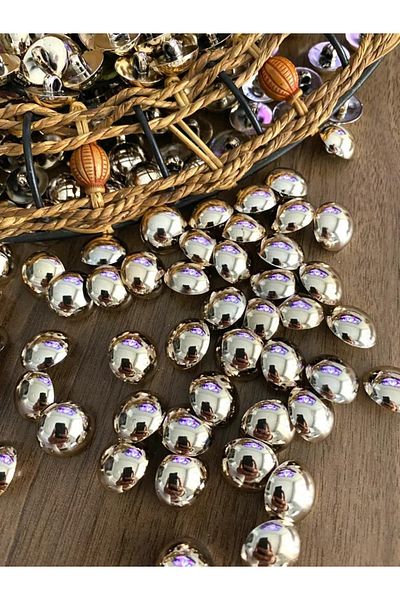 canan dizayn 17.5 Mm Gold Footed Metallized Ball Button (12 PCS)