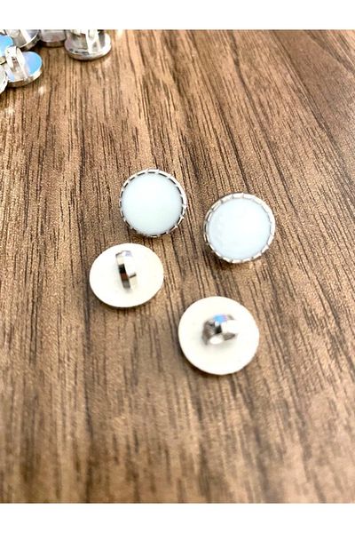 canan dizayn 12.5 Mm Footed Nickel White Metallized Serrated Button (20 PCS)