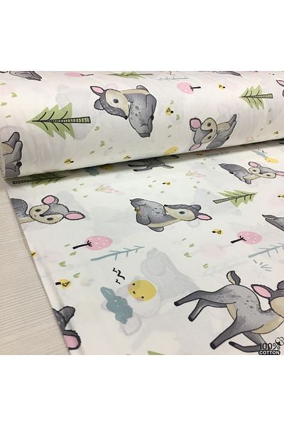 Renk Tekstil Bambi Patterned Natural 100% βαμβακερό ύφασμα ποπλίνα
