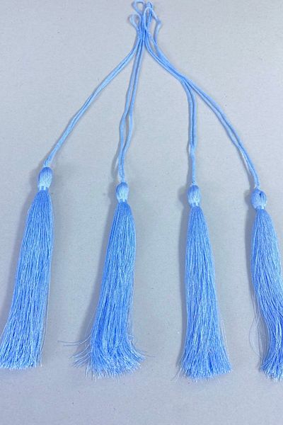 Hobigram Καπέλο Φούντα Baby Blue Long Cap Διακοσμητικό Φούντα Ύψος 20 cm – Guipure, Κομψό Σχέδιο, Γυναικείο Αξεσουάρ – Gü