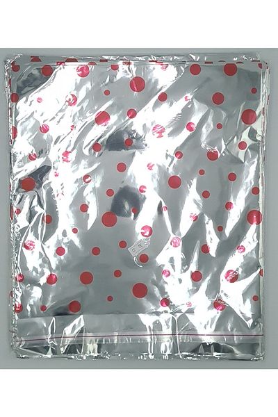 BossPack Метализирана лентирана (30x35 см) желатинова подаръчна торбичка (100 броя) - шарена подаръчна торбичка