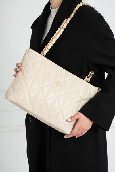 besmoda Geantă de mână și de umăr cu un singur compartiment, cu lanț matlasat...