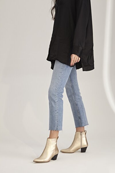 AYAKKABI PRENSİ Gorky Gold 5 cm Women's Boots & Bootie, High Heels