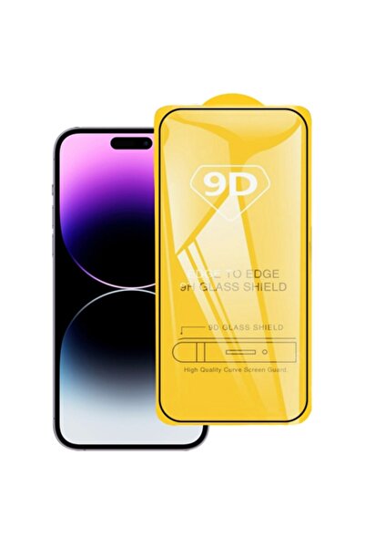 Ally Iphone 14 Pro 6.1 Full Glue-tempered Cam Ekran Koruyucu Siyah